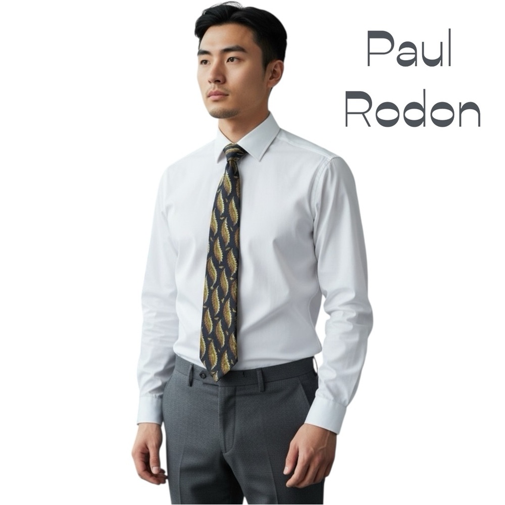 Paul Rodon Black Brown Leaf Silk Necktie
